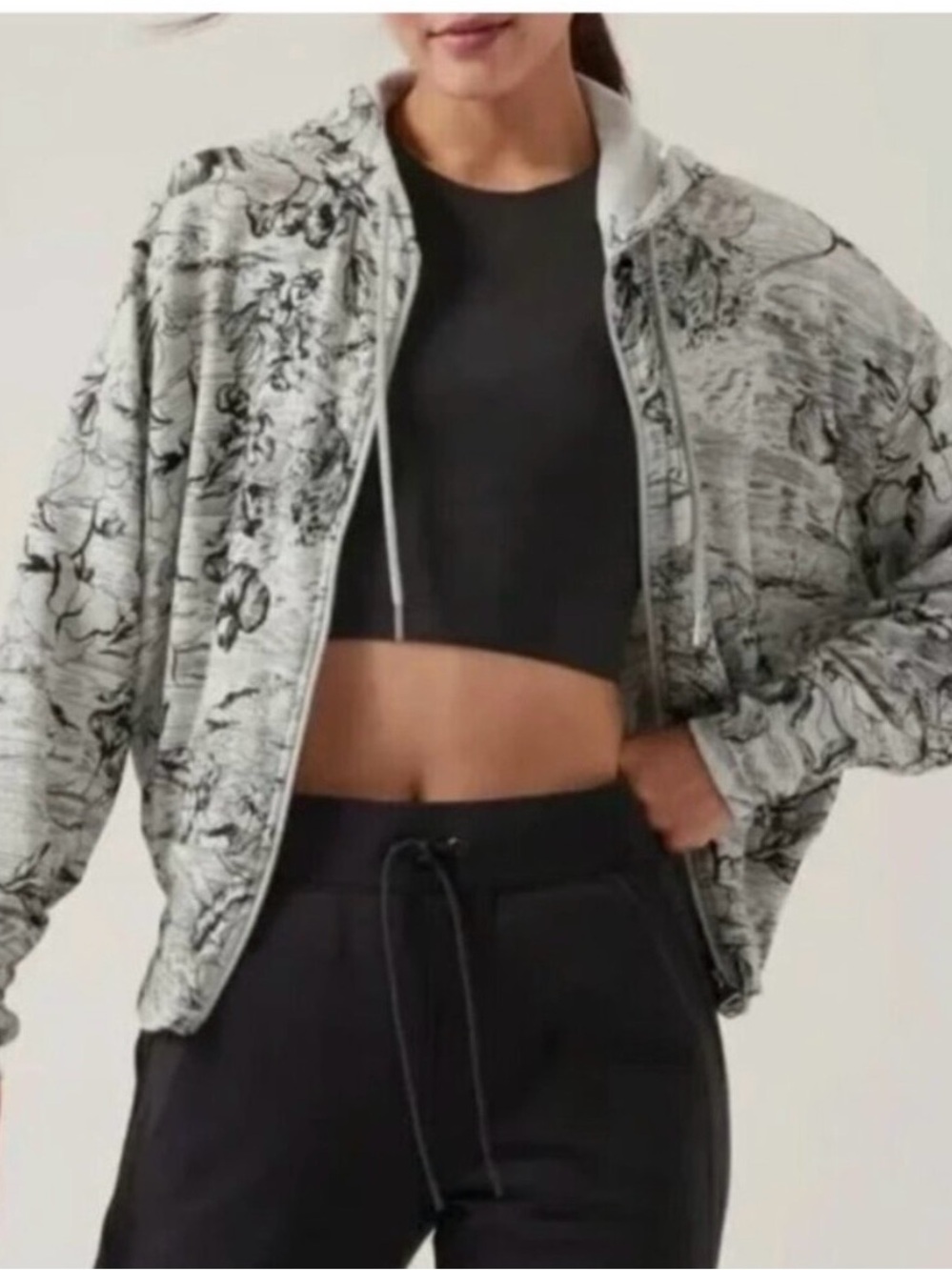 Athleta Balance Eden Floral Zip Up Hoodie